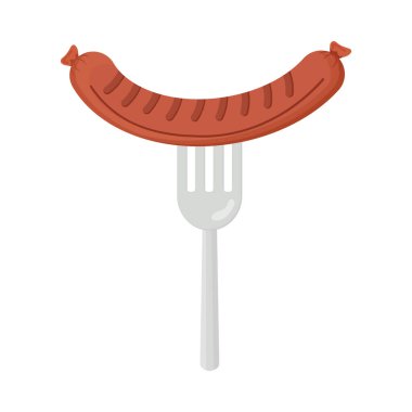 Çatallı lezzetli sosis.