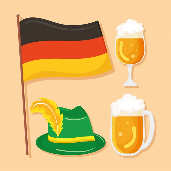 Oktoberfest традиционные иконы — стоковый вектор