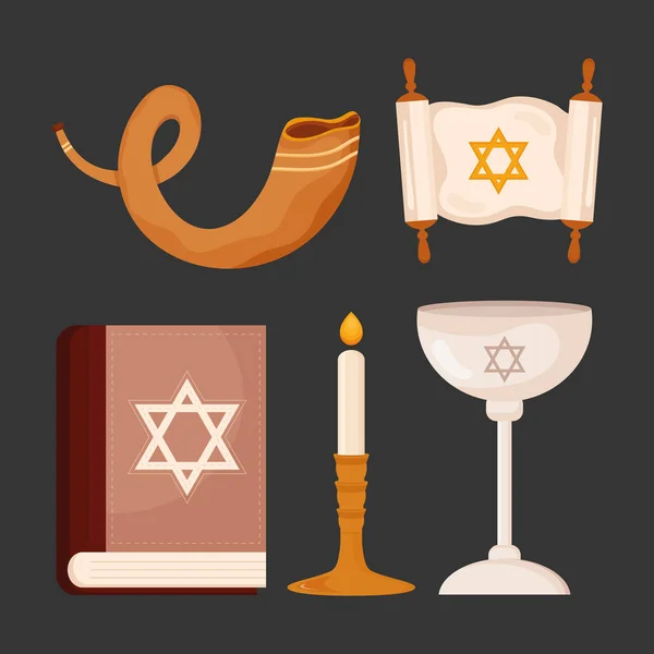 Five yom kippur icons — 스톡 벡터