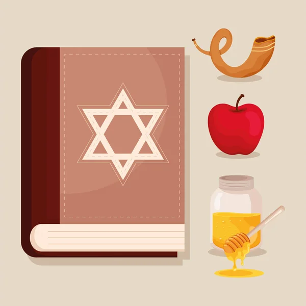 Iconos de cuatro yom kippur — Vector de stock