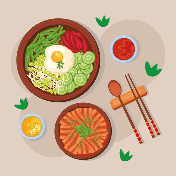 韓国料理ポストカード — ストックベクタ