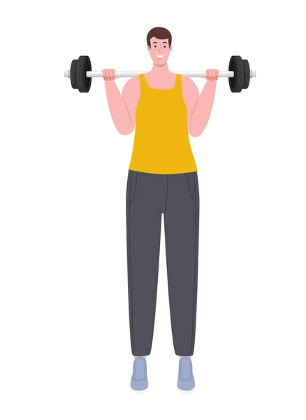 Athletic man lifting weight — Stock Vector