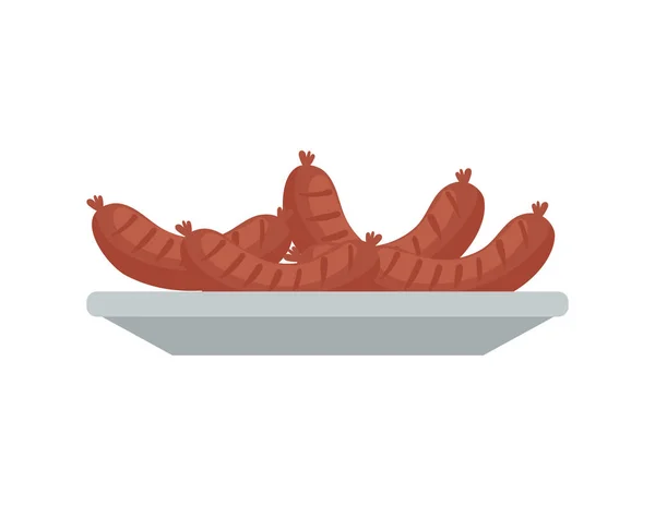 Сосиски в блюде — стоковый вектор