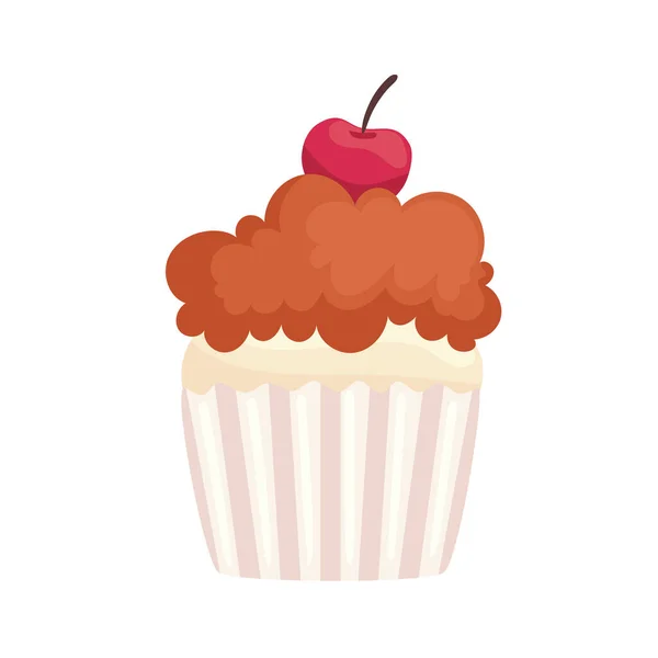 Sweet cupcake with cherry — Stock Vector