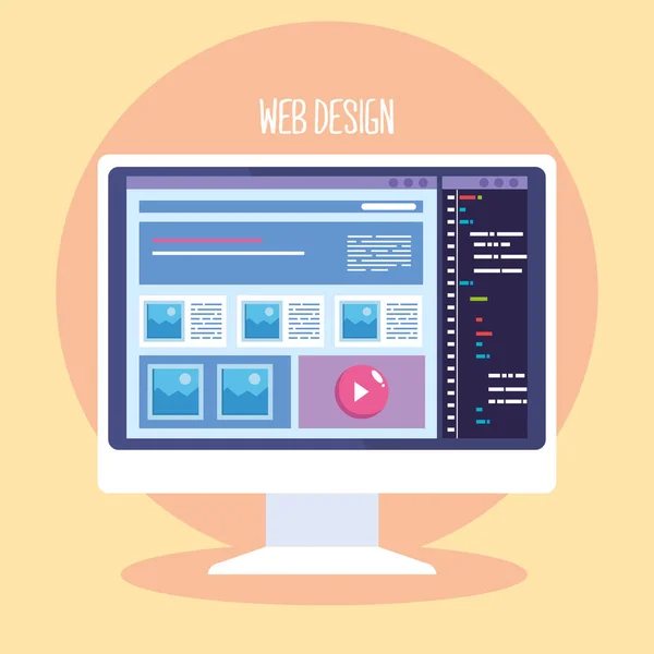 Web design in desktop — стоковый вектор