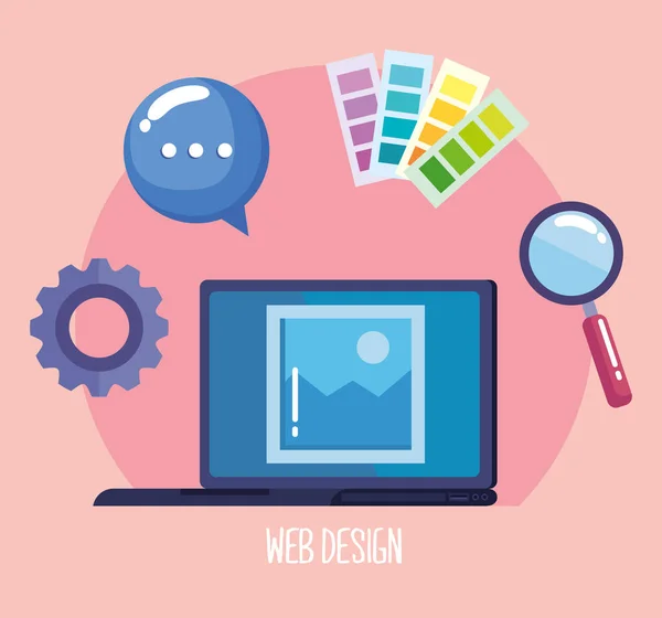 Ordinateur portable et web design — Image vectorielle