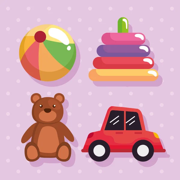Four kids toys icons — Stock Vector