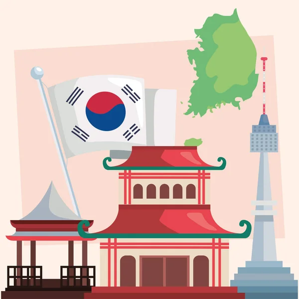 Культурні пам'ятки Кореї — стоковий вектор