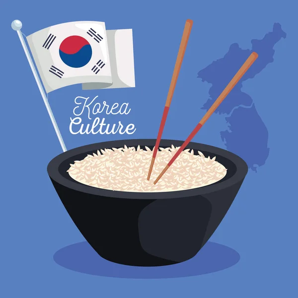 Κορεάτικα τρόφιμα και σημαία — Διανυσματικό Αρχείο