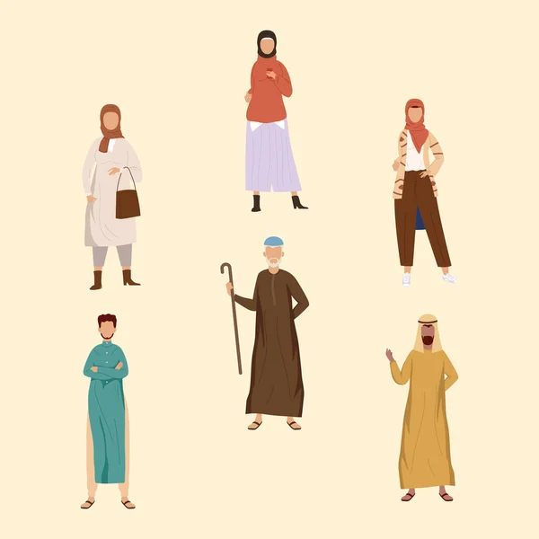 Six personnes de la communauté musulmane — Image vectorielle