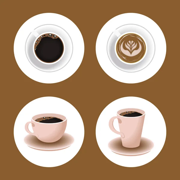 四杯咖啡，图标 — 图库矢量图片