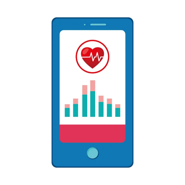 Smartphone s aplikací kardiologie — Stockový vektor