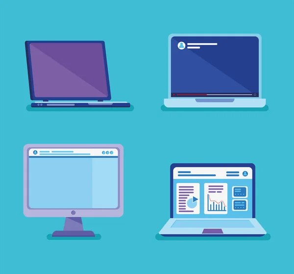 Four computers devices — Stock Vector