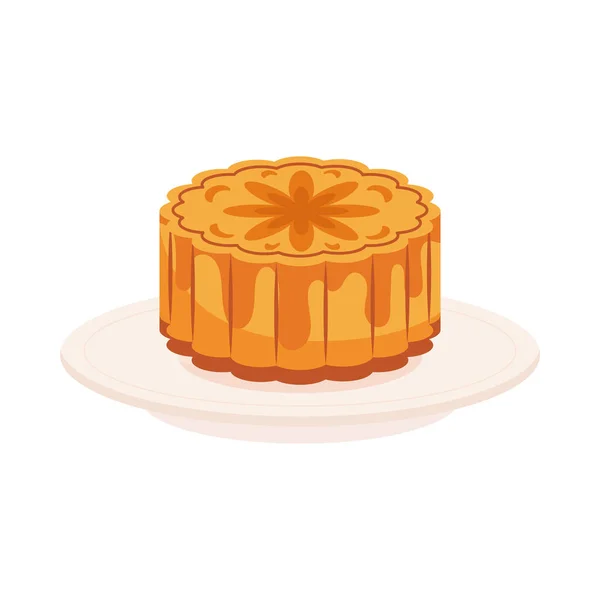 Блюдо с лунным пирогом — стоковый вектор
