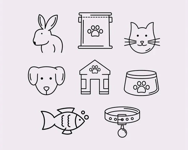 Eight pets icons — Stock Vector