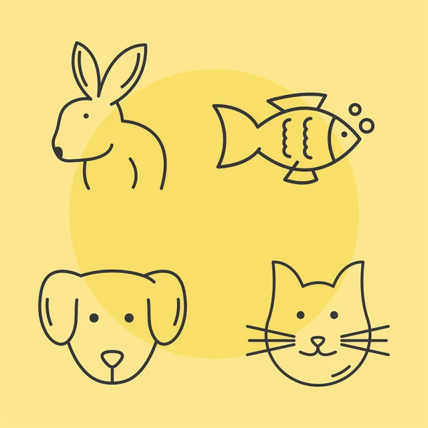 Čtyři ikony mazlíčků — Stockový vektor