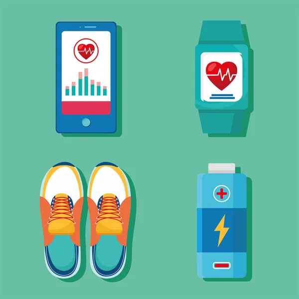 Cuatro iconos de aplicaciones de salud — Vector de stock