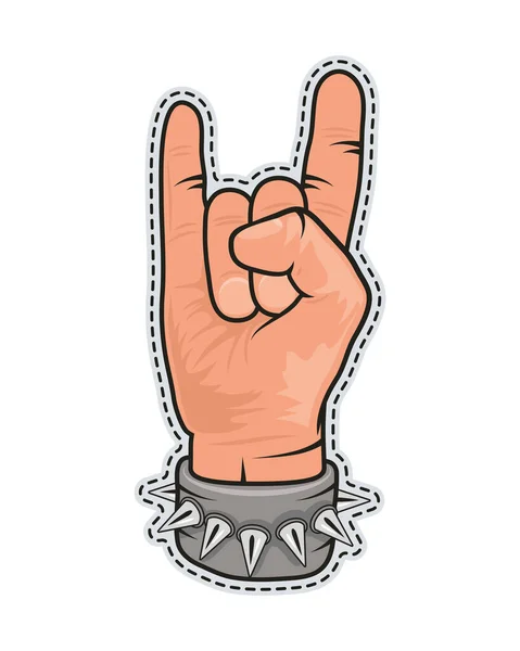 Rock and roll hand patch — Stock Vector