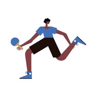 Afro adam ping pong oynuyor.