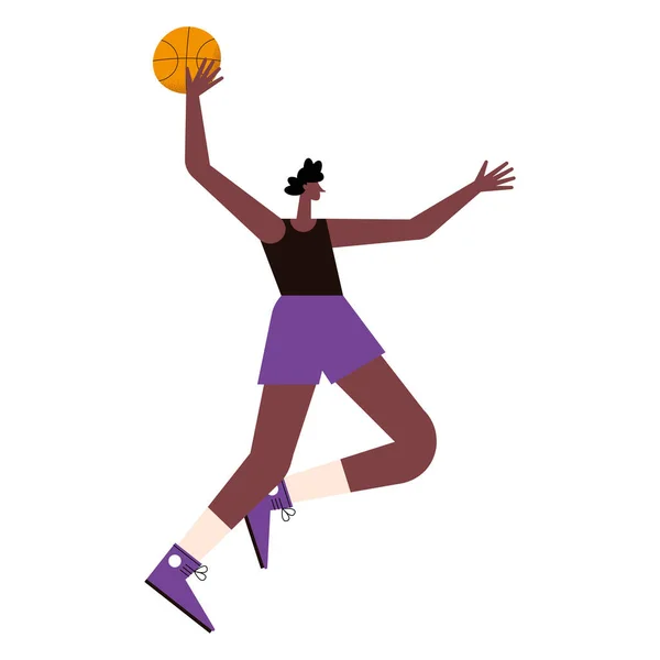 Afro hombre jugando baloncesto — Archivo Imágenes Vectoriales