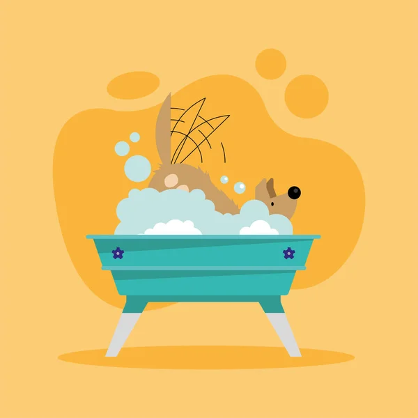 Dog shaking off in bathtub — Stock Vector