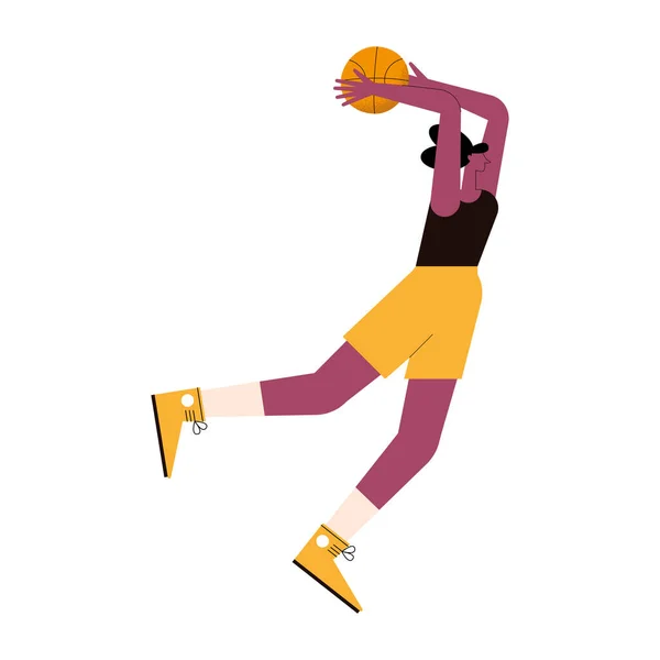 Mulher jogando basquete —  Vetores de Stock