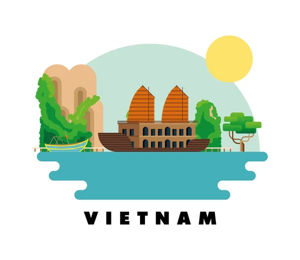 ベトナム文化船 — ストックベクタ