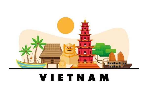 Wahrzeichen der vietnamesischen Kultur — Stockvektor