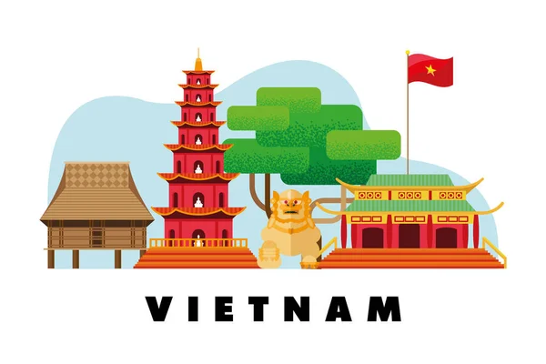 Letras vietnam y puntos de referencia — Archivo Imágenes Vectoriales