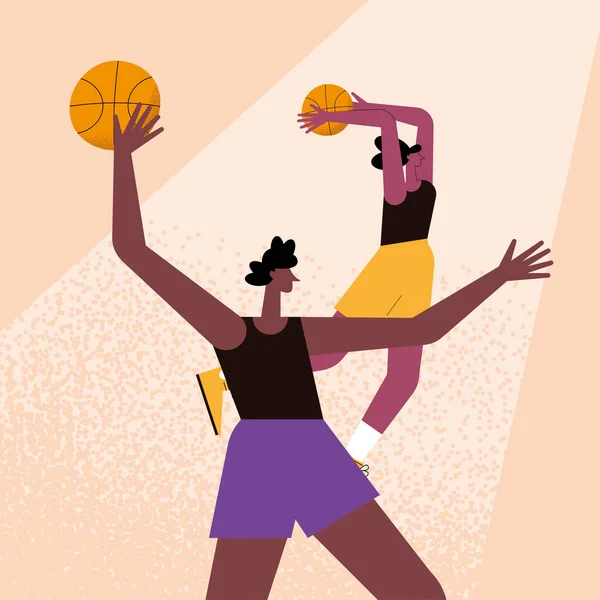 Casal jogando basquete — Vetor de Stock