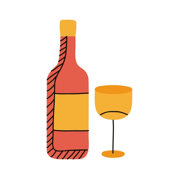 Tasse de vin et bouteille — Image vectorielle