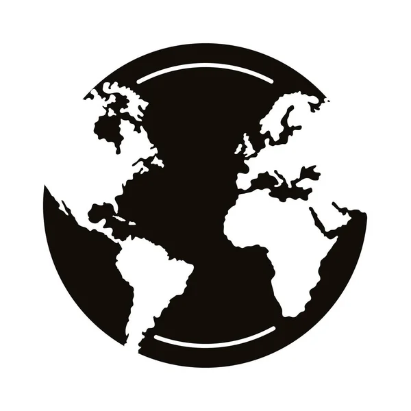 Mondo pianeta silhouette — Vettoriale Stock