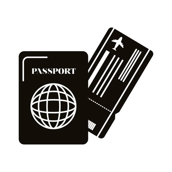 Passaporte e bilhete de avião — Vetor de Stock