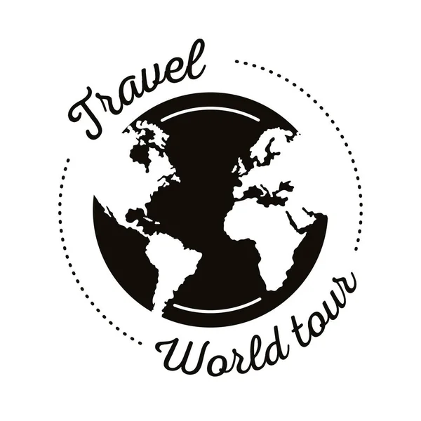 Travel lettering with planet — Stock Vector