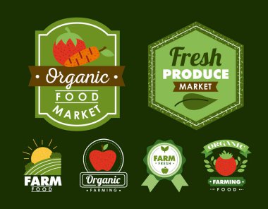 Altı taze ve yerel pul.