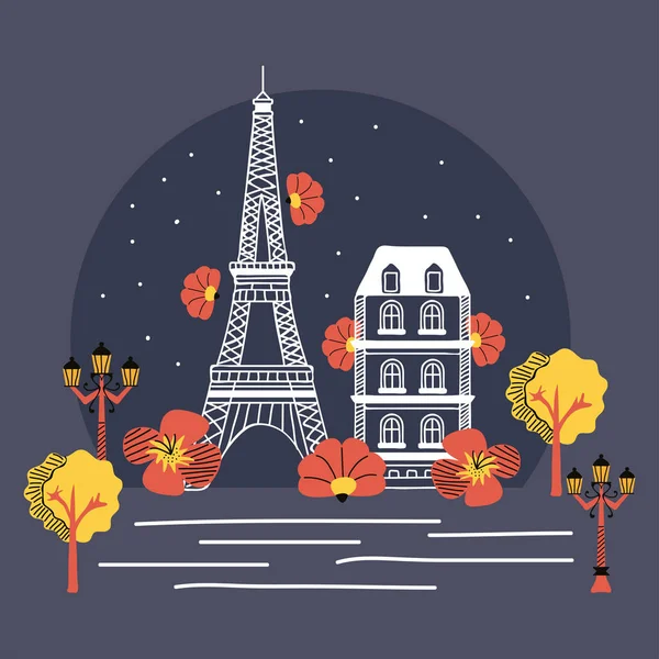 Nuit rue paris — Image vectorielle