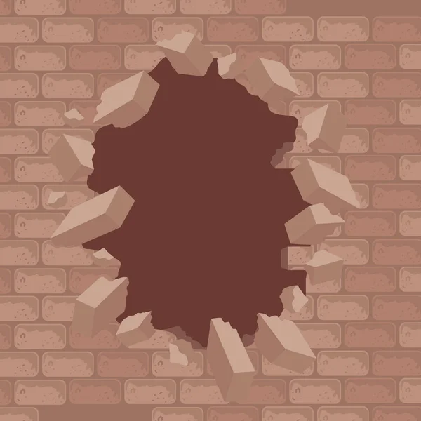 Wall of bricks cracked — Stock Vector