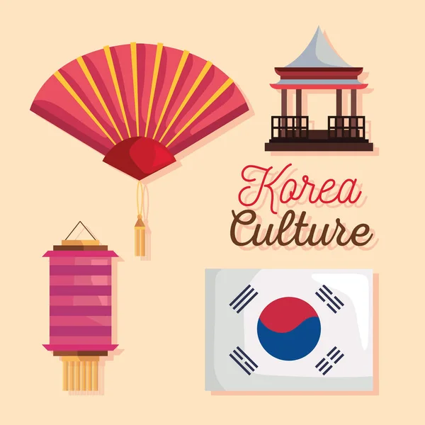 Κορεατική κουλτούρα τέσσερις εικόνες — Διανυσματικό Αρχείο