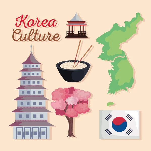 Шість іконок культури Кореї — стоковий вектор