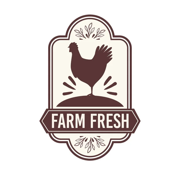 Frango dentro da fazenda etiqueta fresca —  Vetores de Stock
