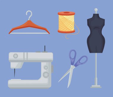 Dikiş makinesi ve simge seti