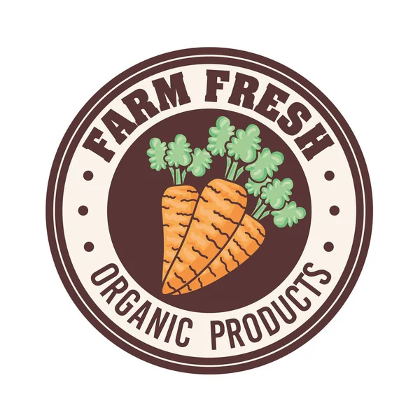 Granja etiqueta fresca con zanahorias — Vector de stock