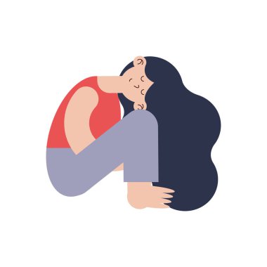 Sevimli kadın oturuyordu