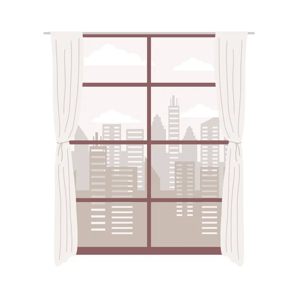 Vista de la ciudad en ventana — Vector de stock