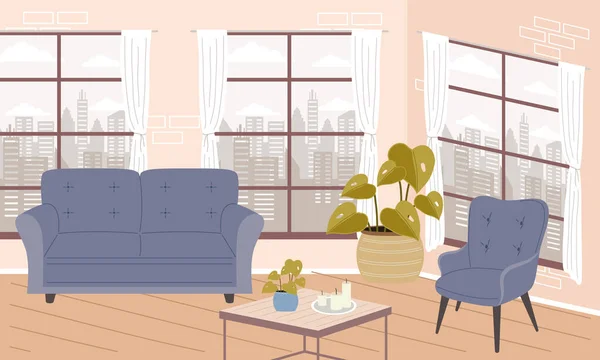 Scene of living room — Stock Vector