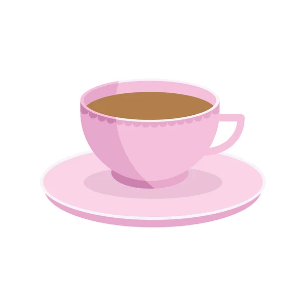 Taza de café con plato — Vector de stock