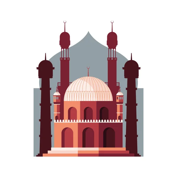 Mezquita musulmana con torres — Vector de stock