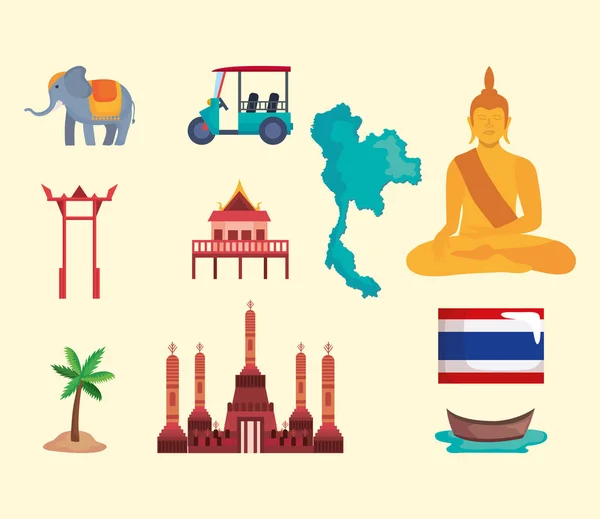 Ensemble icône thaïlandaise — Image vectorielle