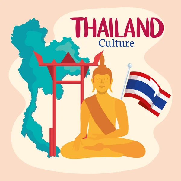 Buddha und thailändische Ikonen — Stockvektor