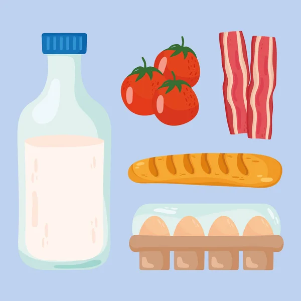 Milk and food icons — Stock Vector